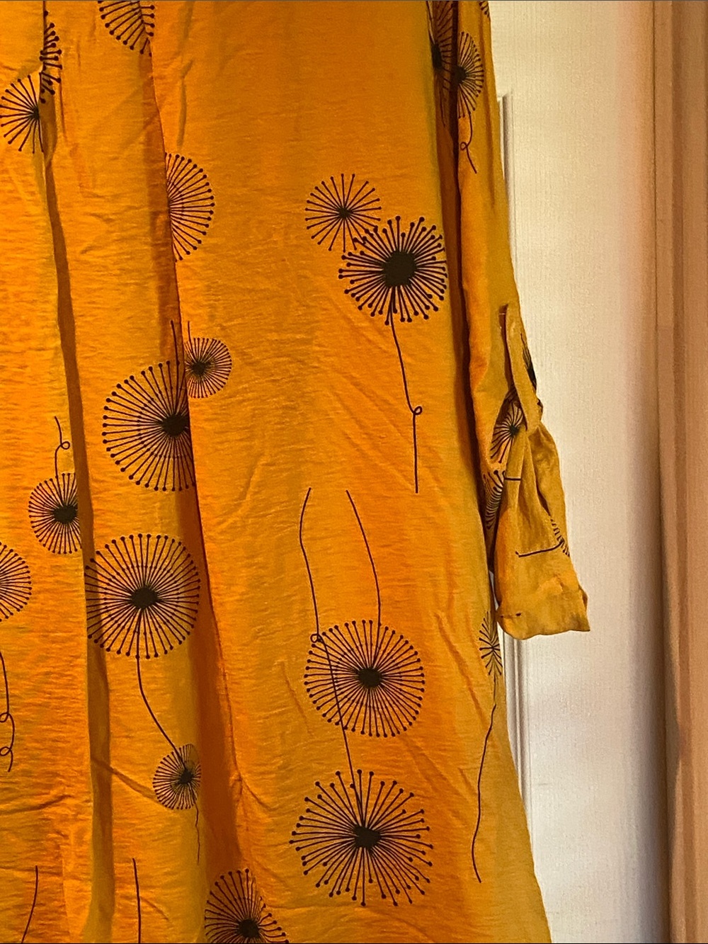 Women's Mustard Floral Button-Down with side pockets - Picture 8 of 11